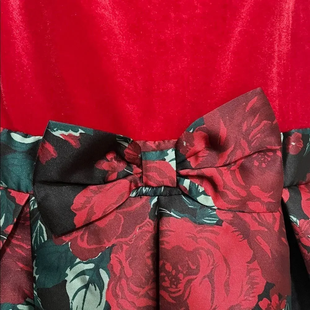 The Children’s Place Big Girls’ Red Black Floral Dress Holiday Party Birthday